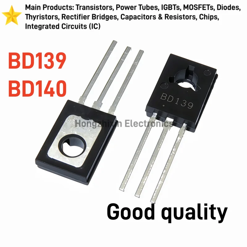 50PCS NEW BD139 BD140 TO-126 NPN PNP Complementary Power Transistor for Amplifier Relay Drive Circuit