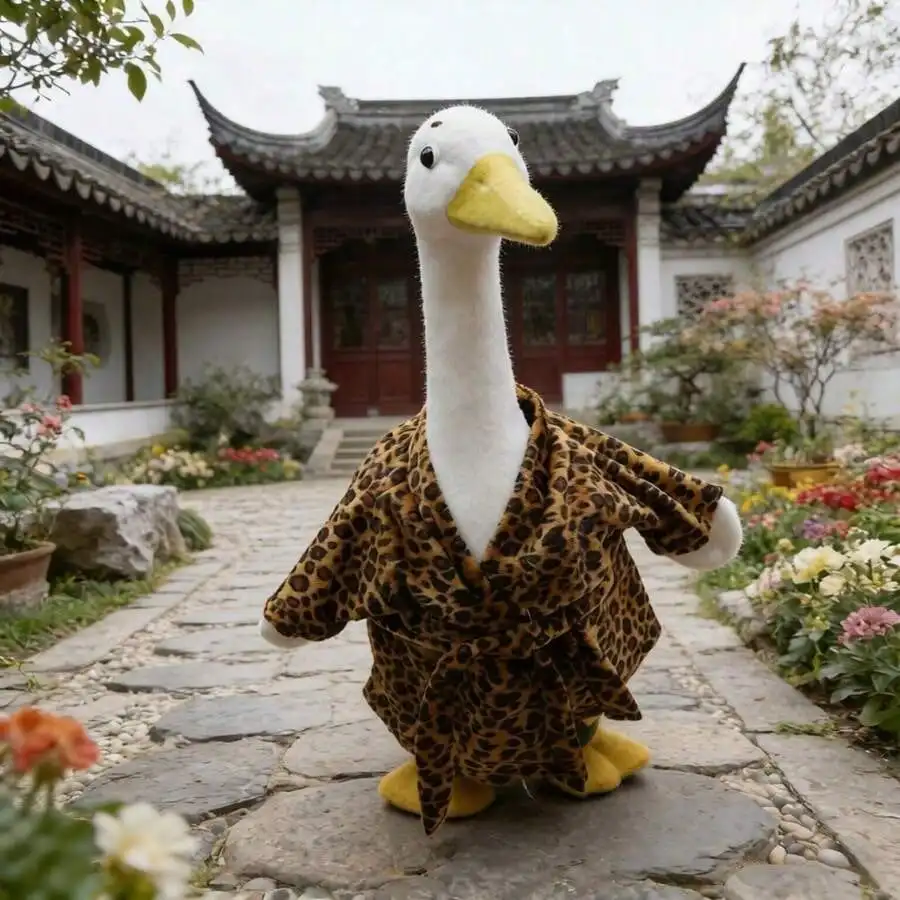 

Porch Goose Outfits Stylish Cute Goose Clothes Leopard Print Bathrobe And Belt 2 Pcs Set KLVF