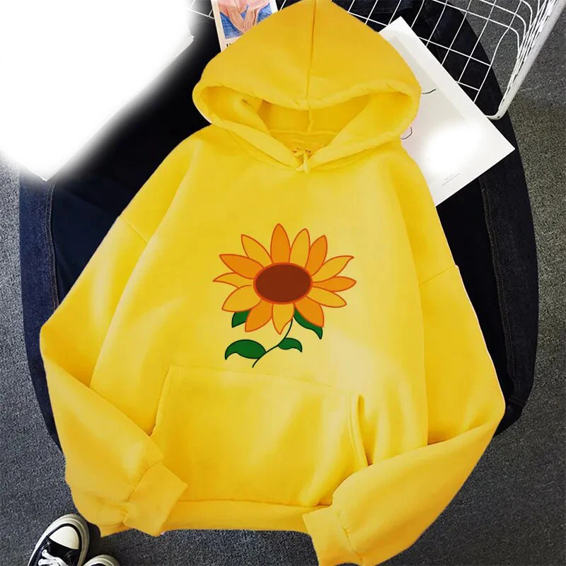 Sunflower Floral Printed Hoodies Men Woman Fashion Oversized Y2k Hoodie Hooded Sweatshirts Pullovers Unisex Tracksuits Clothing