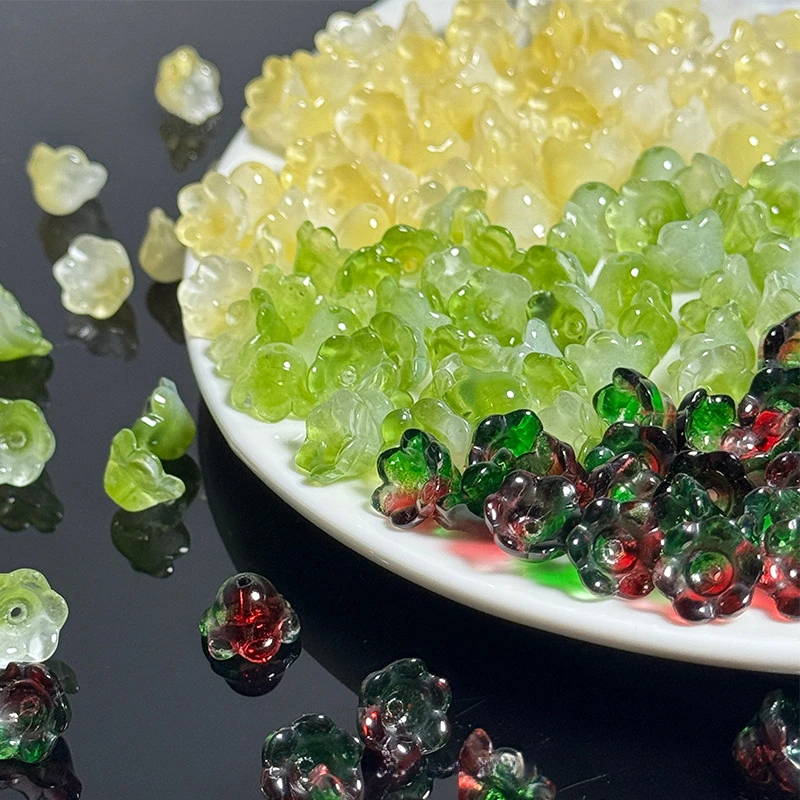 

100Pcs 12mm Glazed Three-dimensional Bell Flower Bead Tray DIY Handmade Hairpin Beaded Accessories Jewelry Material Wholesale