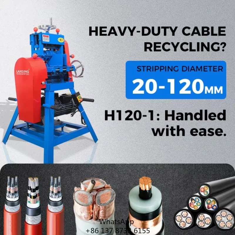 LANSING H120-1 Dual-Blade Heavy Duty Cable Recycling Machine Top & Bottom Cable Stripping Gear Motor Wire Stripping Machine