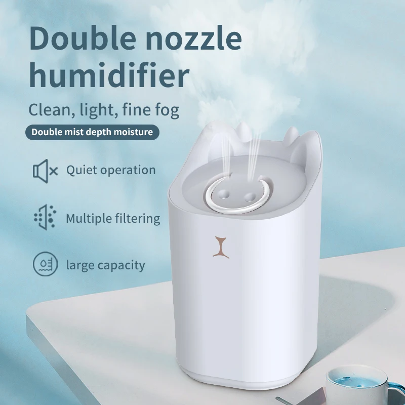 3300Ml Dual Jet Air Humidifier Large Capacity Atomizer Aroma Diffuser Cool Mist Maker Mute Air Humificador Purifier for Bedroom