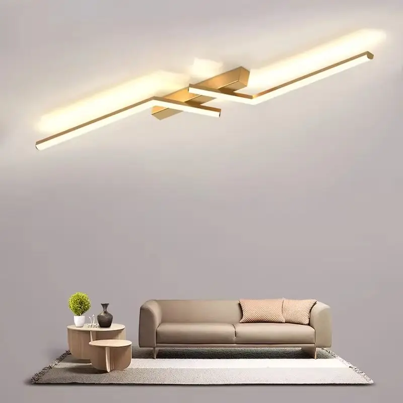 LED Ceiling Light Modern 60/80/100CM Long Strip Lamp AC85-265V Living Room Bedroom Corridor kitchen Home Decor Black Gold Lights