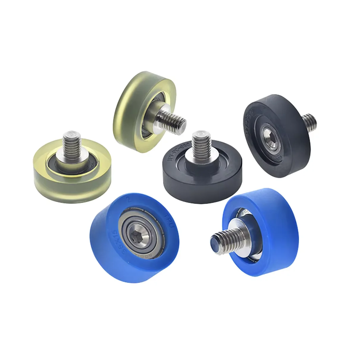 

1-50Pcs PU Coated Roller Wheels Externally Threaded Polyurethane Forming Bearing With M8 Screw OD 24 26 28 30 32 35 36 38 40 45