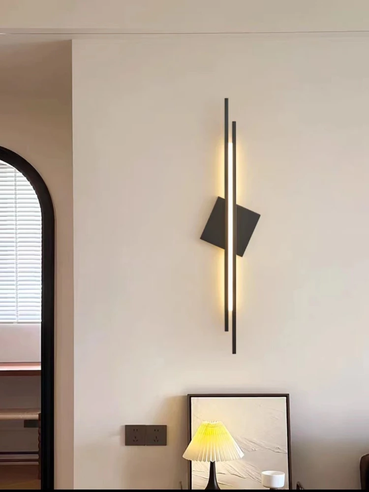 Long strip wall lamp, living room light luxury TV background wall grille decoration, bedroom bedside wall lamp