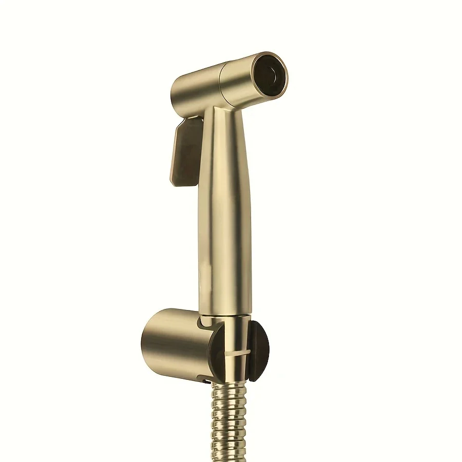 Classic three piece set of gold stainless steel bathroom shower head, high-pressure gun, toilet matching, toilet accessory