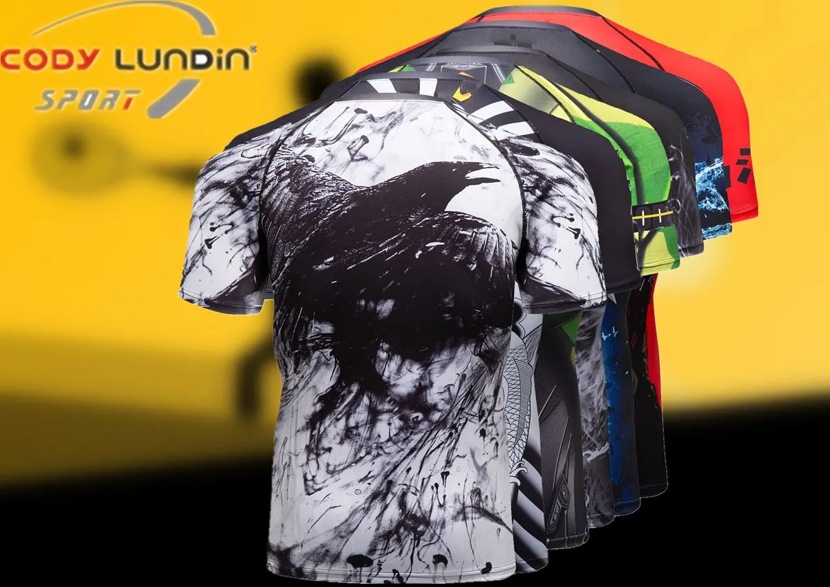 Cody Lundin High Quality Custom Blank Short Sleeve Bjj Rashguard Custom Compression Tight Quick Dry  Male Tops for Man Sportwear