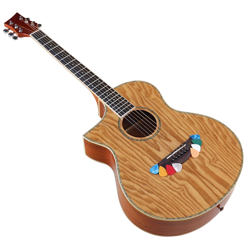 Left Hand 40 Inch Spruce Wood Top Acoustic Guitar Cutaway Design High Gloss 6 String Sapele Body Folk Guitar