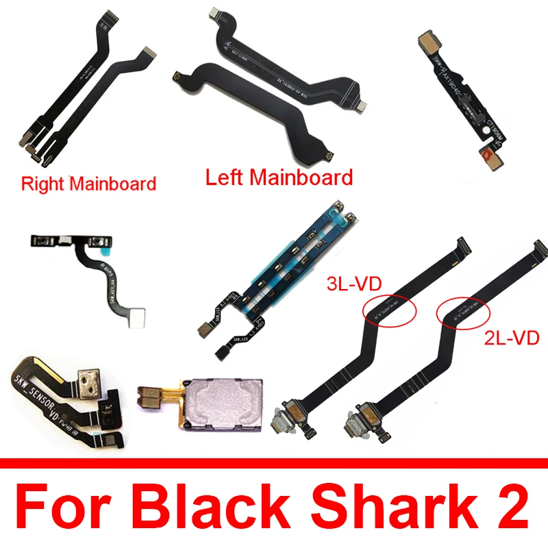 Power Volume & Mainboard Flex Cable For Xiaomi Black Shark 2 Pro SKW-H0 Charger USB Board Flash Light Proximity Earpiece Ribbon