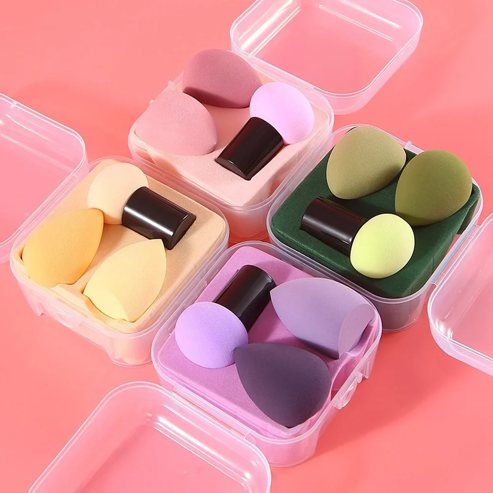 3pcs Makeup Blender Cosmetic Puff Makeup Sponge with Storage Box Foundation Powder Sponge Beauty Tool Women Make Up Accessories