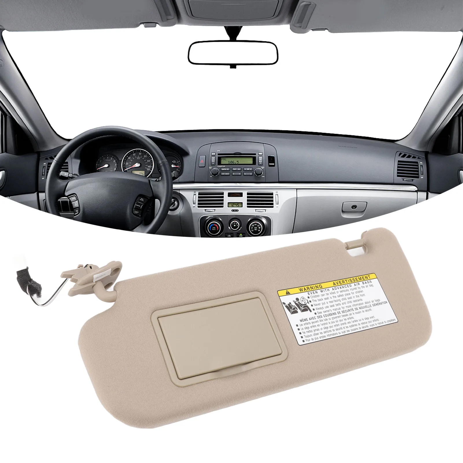 Car Inside Sun Visor With Makeup Mirror 852013K010QD Replacement for Hyundai Sonata 2006 2007 2008