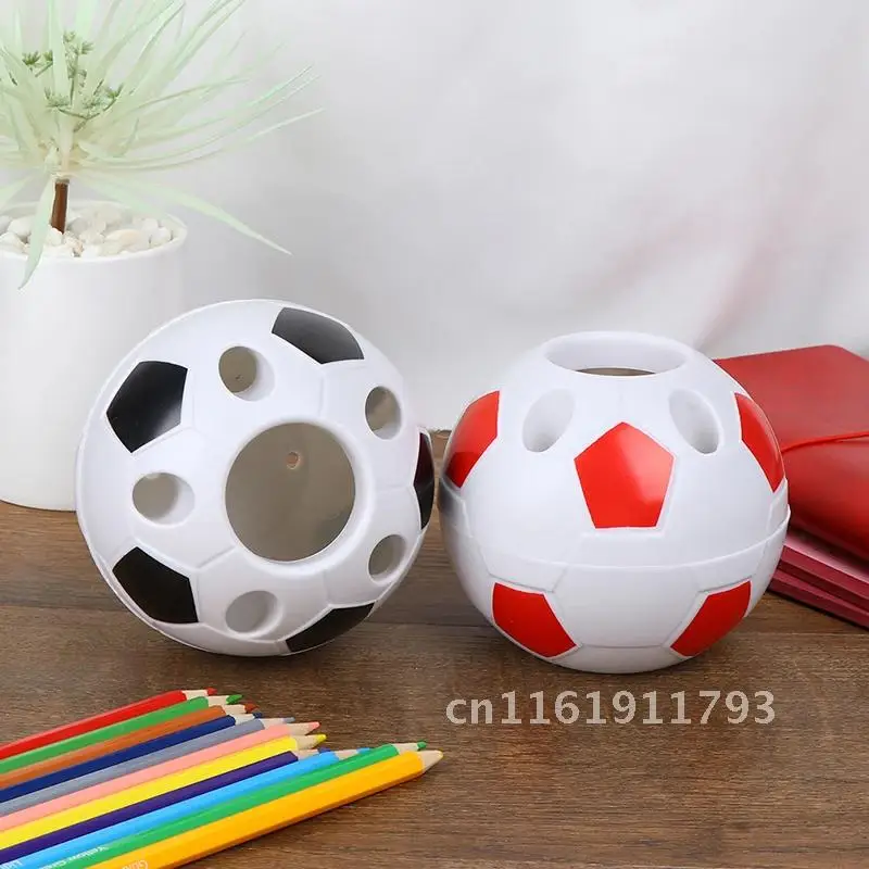 Black/Red Soccer Ball Shaped  Pen Pencil Holder Desktop Container Washroom Toothbrush Container Students Stationery 1pc