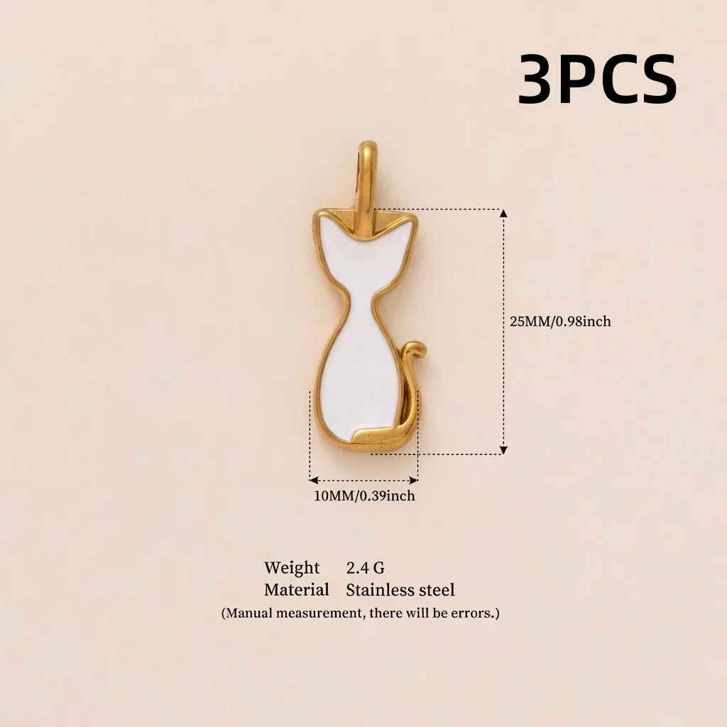 3 Stück Modische Schmetterling Kleiner Fisch Weiße Katze 316 Edelstahl Wasserdicht Farberhaltend DIY Anhänger Charms für Schmuck – Detail 5
