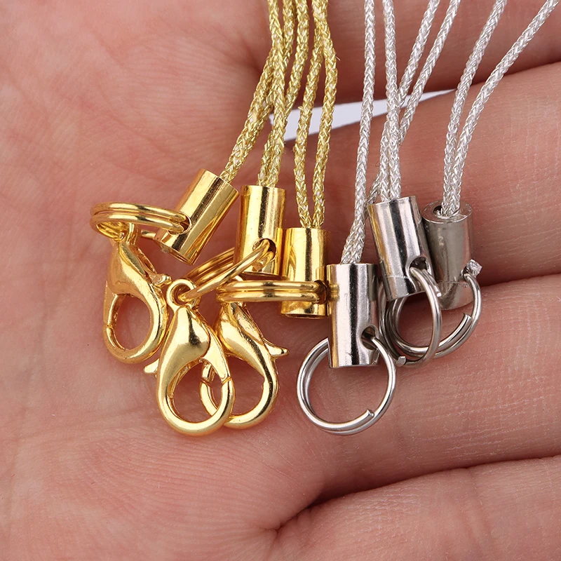 20pcs Polyester Gold Double Circle Lobster Clasp Lanyard Strap Cords For Mobile Phone Strap USB Flash Keychain Accessories ﻿