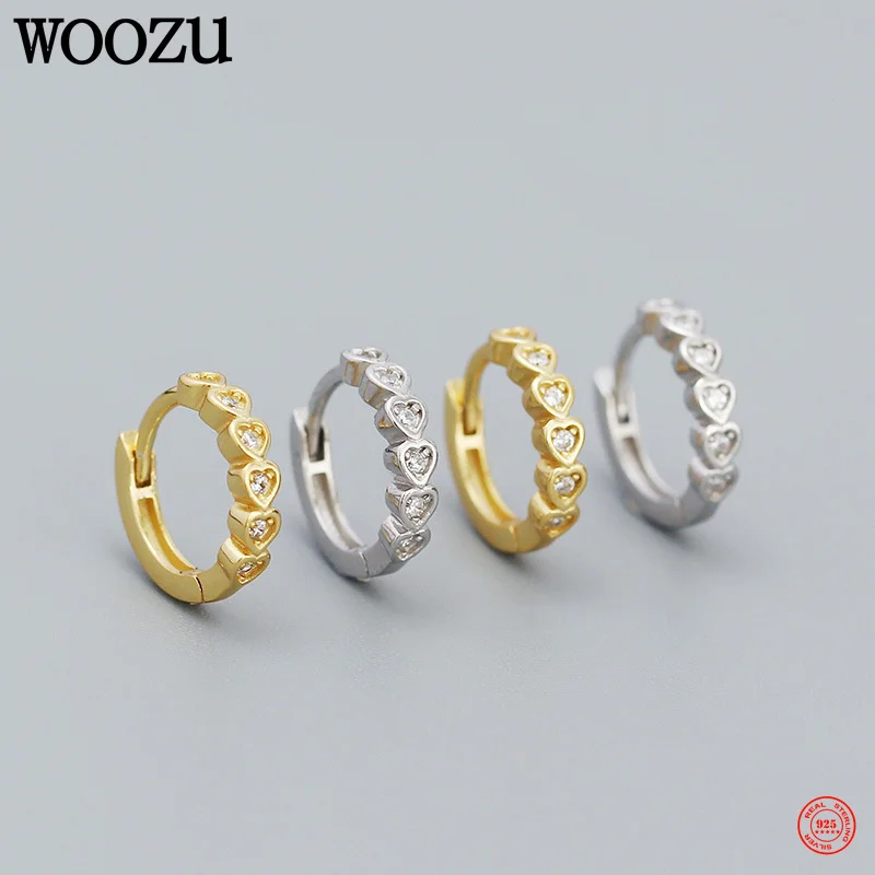 WOOZU 925 Sterling Silber Böhmischen Charme Liebe Herz Zirkon Huggie Hoop Ohrringe für Frauen Aussage Ohr Schnalle Chic Schmuck Geschenk