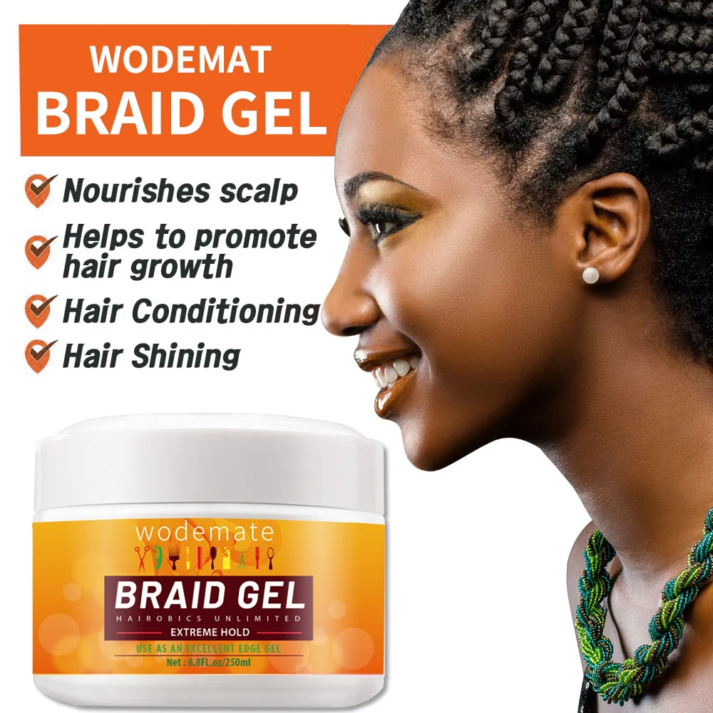 Braid Gel Starke Halten Haar Flechten Gel Styling Wachse Creme Glatte Halten Styling Rand Control Anti-Frizz Zöpfe 250ml