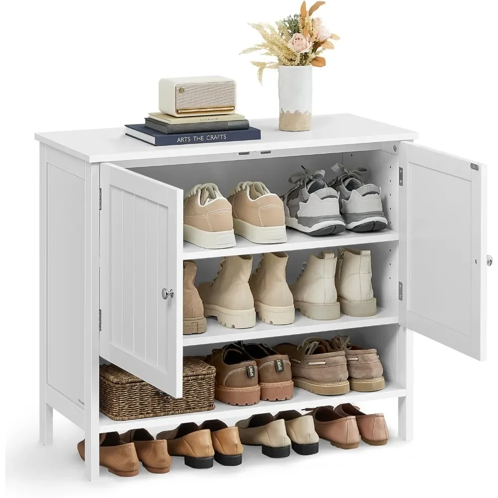 

3-Tier Shoe Storage Organizer Cabinet – Modern Freestanding Design with Height-Adjustable Shelf, 13.8"x31.5"x27.6"
