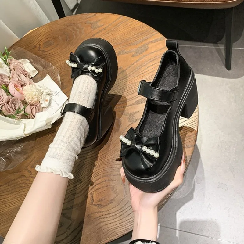 2026 Lolita Shoes Black Super High Heels Mary Jane Shoes Women Chunky Platform Pumps Woman Ankle Buckle Party Shoes view 4