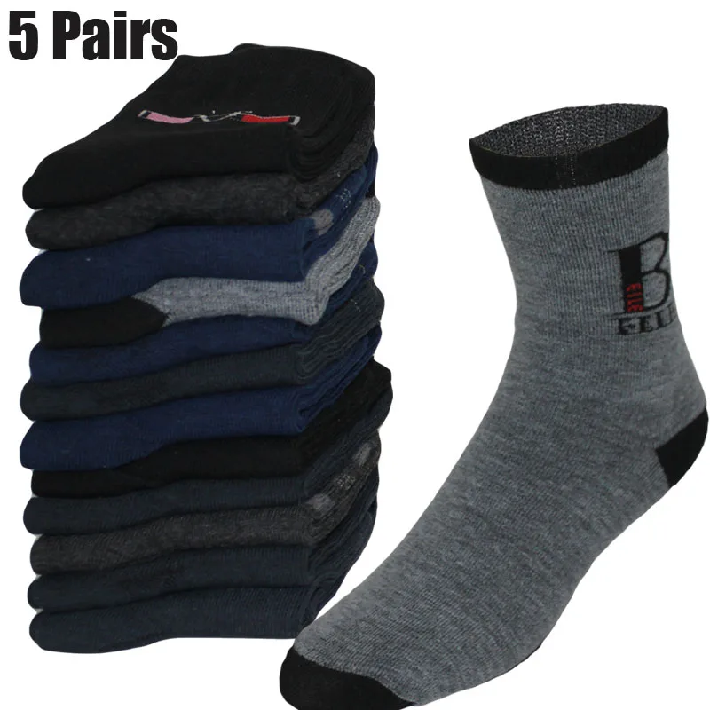 5 Paar Herrensocken, neue lässige Mittelrohr-Business-Socken, atmungsaktive Arbeitssocken aus Baumwolle, geeignet für alle Jahreszeiten, Socken, Größe 38–44