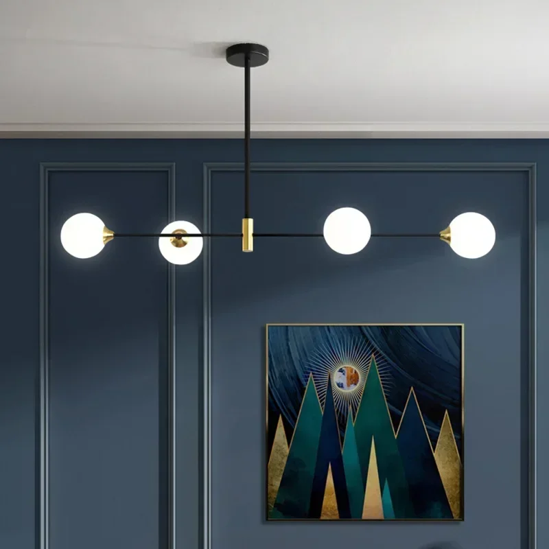 WQ Nordic Glass Ball Lampshade Ceiling Chandelier Living Room Center Table Dining Bar Counter Minimalist Fixture Indoor Lighting