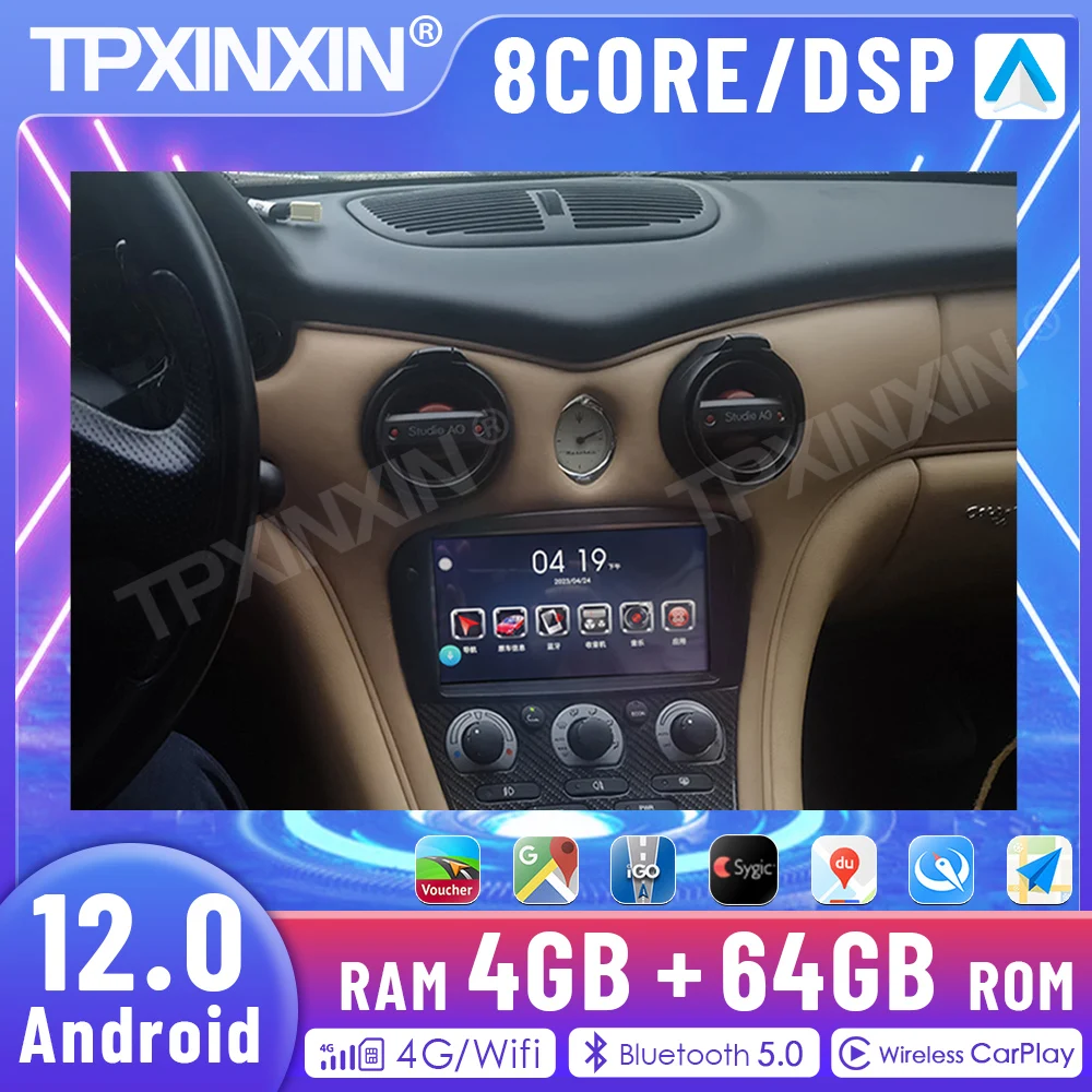 2 Din For Maserati 3200GT 4200GT Android 12 4GB+64GB Car Multimedia Audio Radio Player GPS Navigation Head Unit DSP Carplay