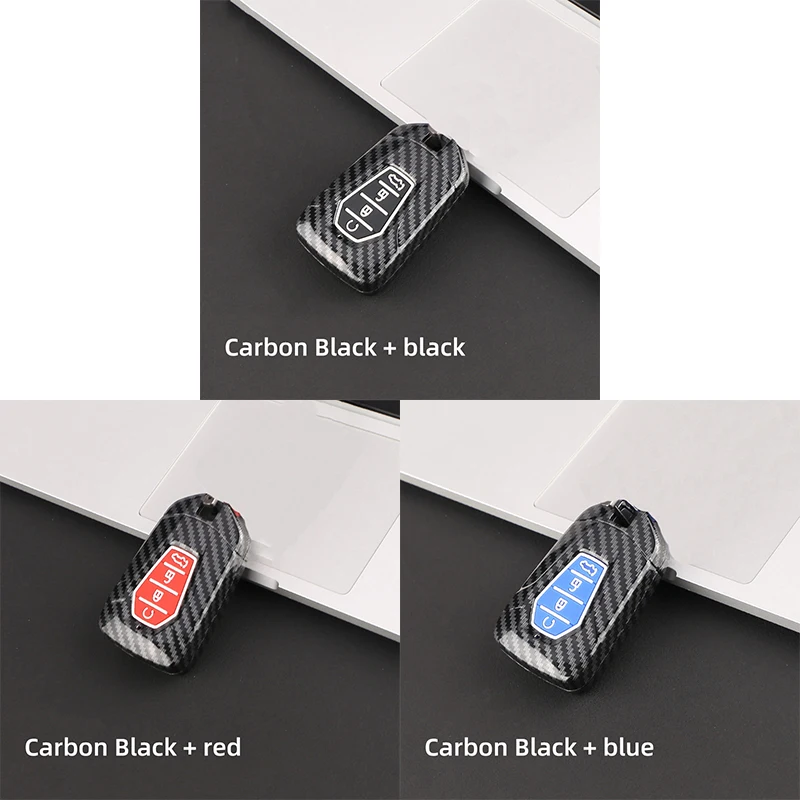 ABS Carbon Car Key Case For ISUZU Dmax D-max Mux 2021 2022+ D-max MU-X 3.0 Mux  Key Cover Case