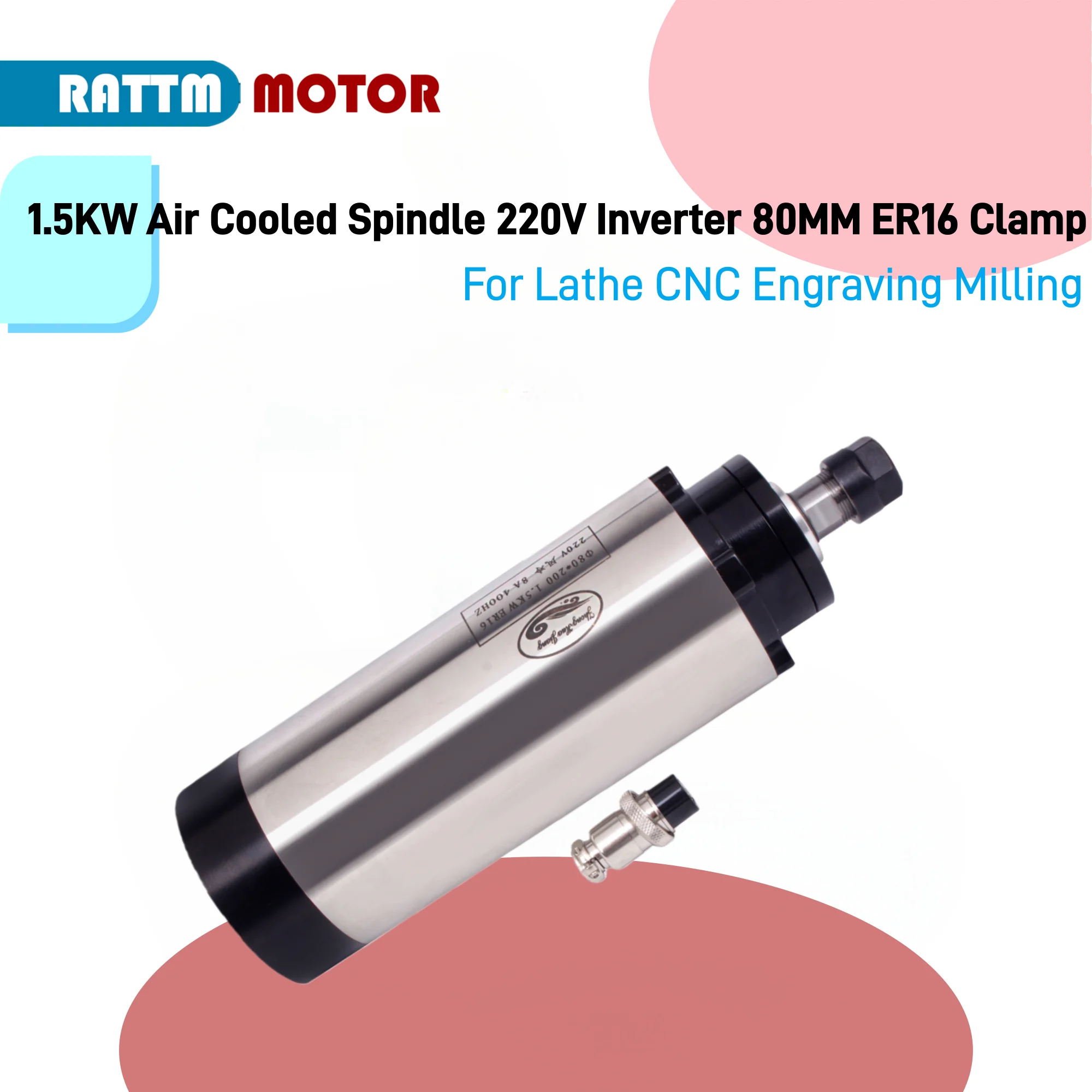1.5KW CNC Air Cooled Spindle Motor Kit 220V 24000rpm 4 Bearings CNC Router Spindle for CNC Router Carved wood