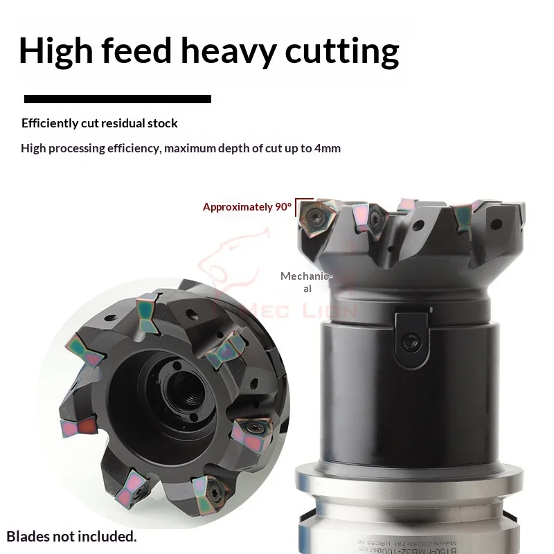 90-Degree WN90-50 Double-Sided Hexagonal High-Feed Face Milling Cutter Coating Large Cutting Depth Corner-Clearing Water-Out