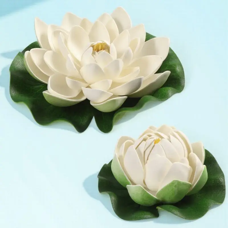 6個入り ホワイト 人工睡蓮 浮遊池の花飾り フェイク蓮の葉 水槽 プール 庭 室内 屋外用