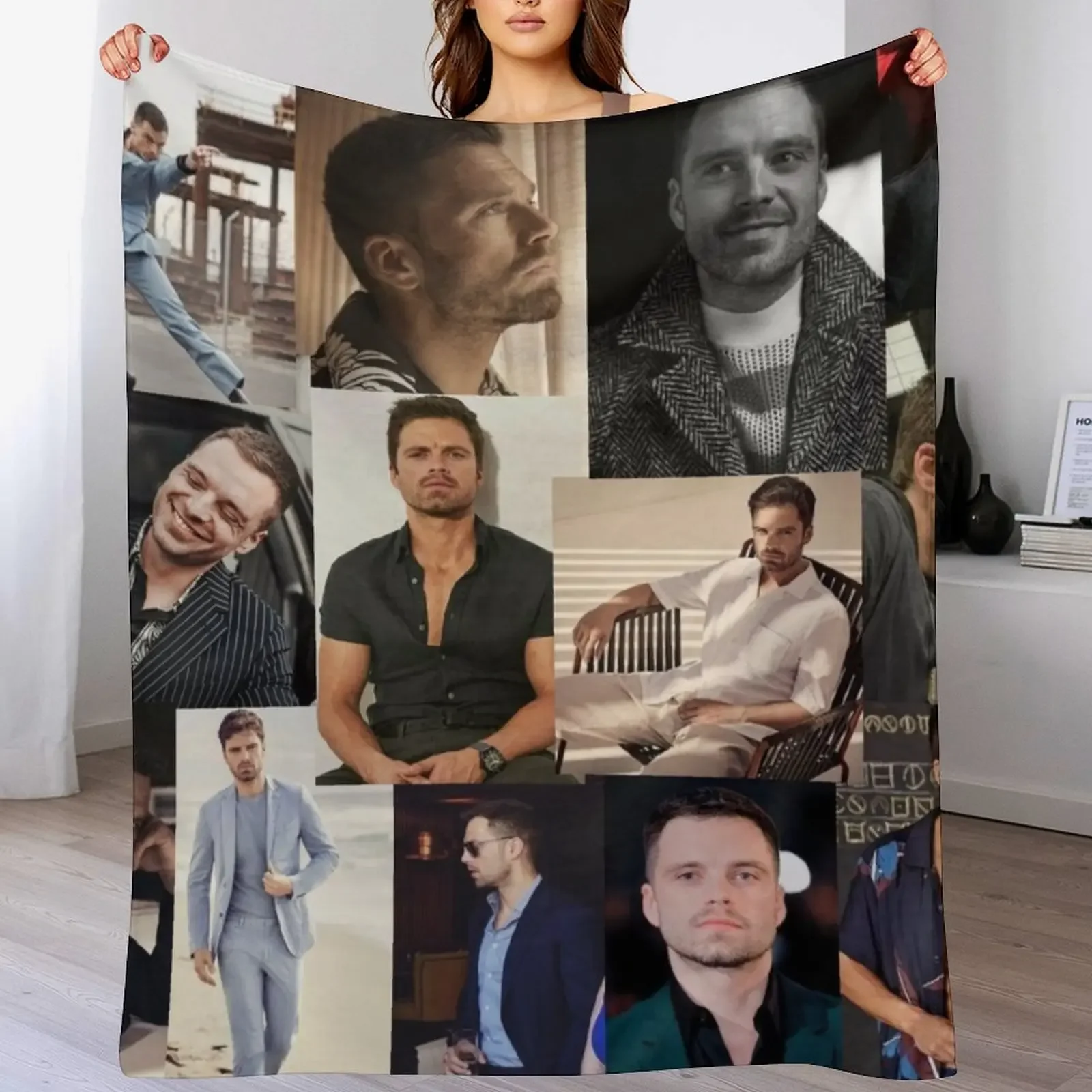 

Sebastian stan collage Throw Blanket Multi Purpose Soft Warm Blanket for Home Travel