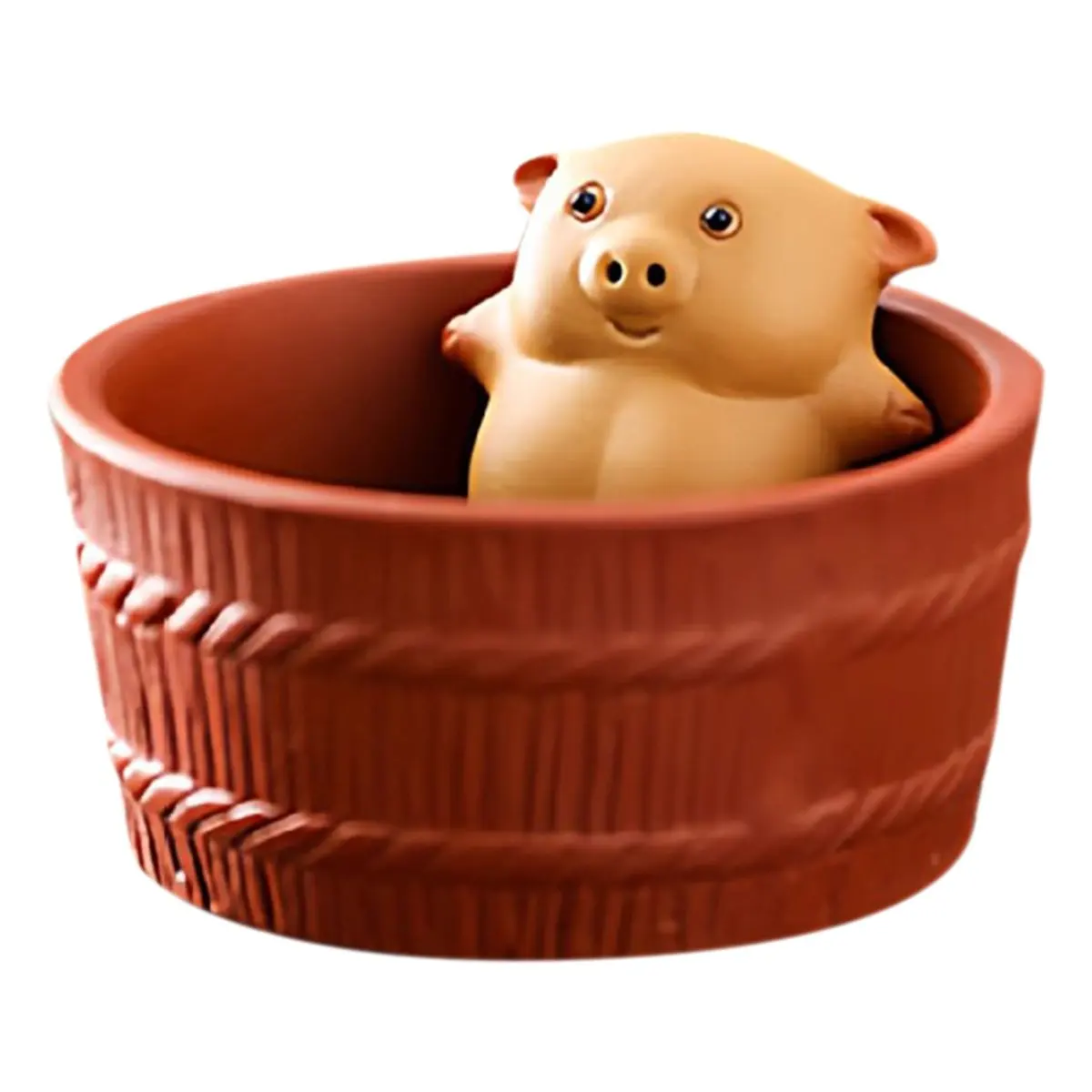Clay Lying Flat Pig Can Spit Can Be Raised Bathing Pig Tea Pet Handmade Tea to Play Tea Table Small Ornaments