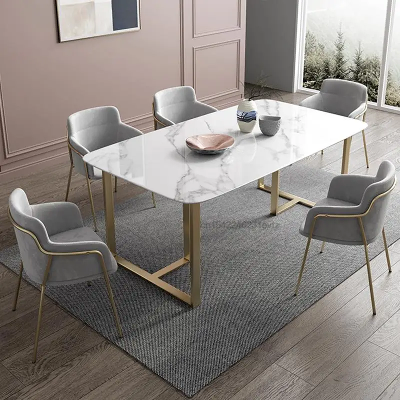 Light Luxury Post-modern Slate Dining Table And Chair Combination Rectangular Home Small Italian Minimalist Kitchen Table