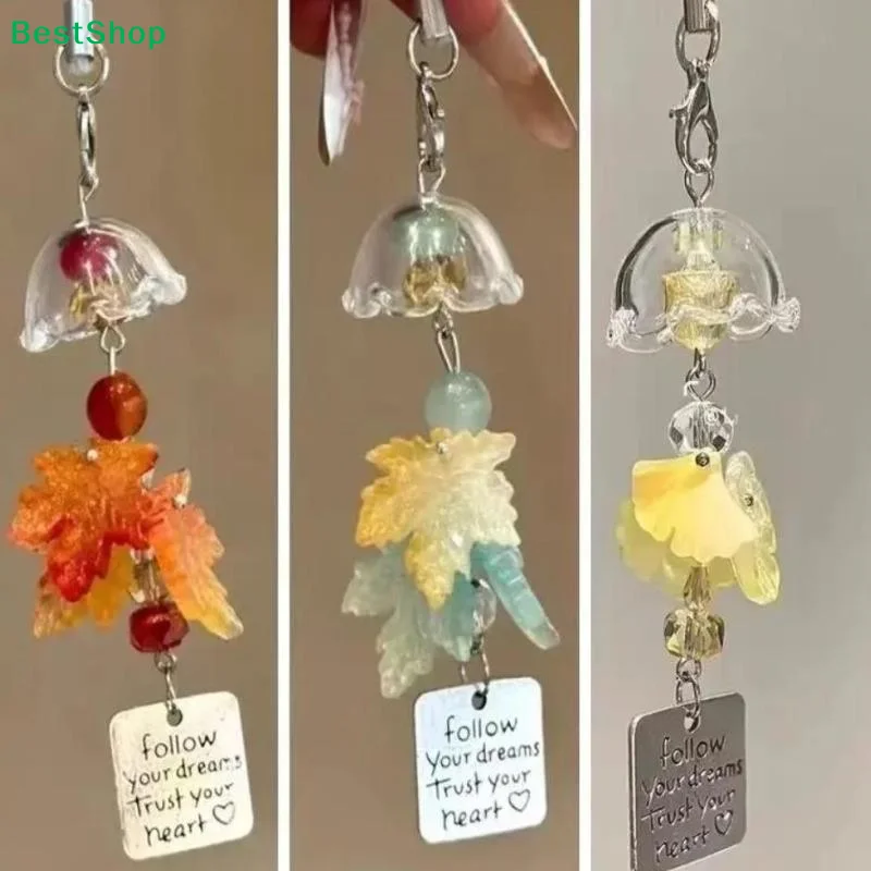 ★Resin Jasmine Wind Chime Pendant Chinese Style Decorative Backpack Hanging Handmade Ice Snow Leaves