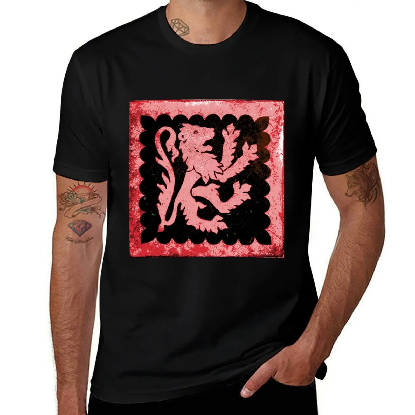 Medieval lion in red T-Shirt UV Protection Outdoor Tee Shirt T-Shirt