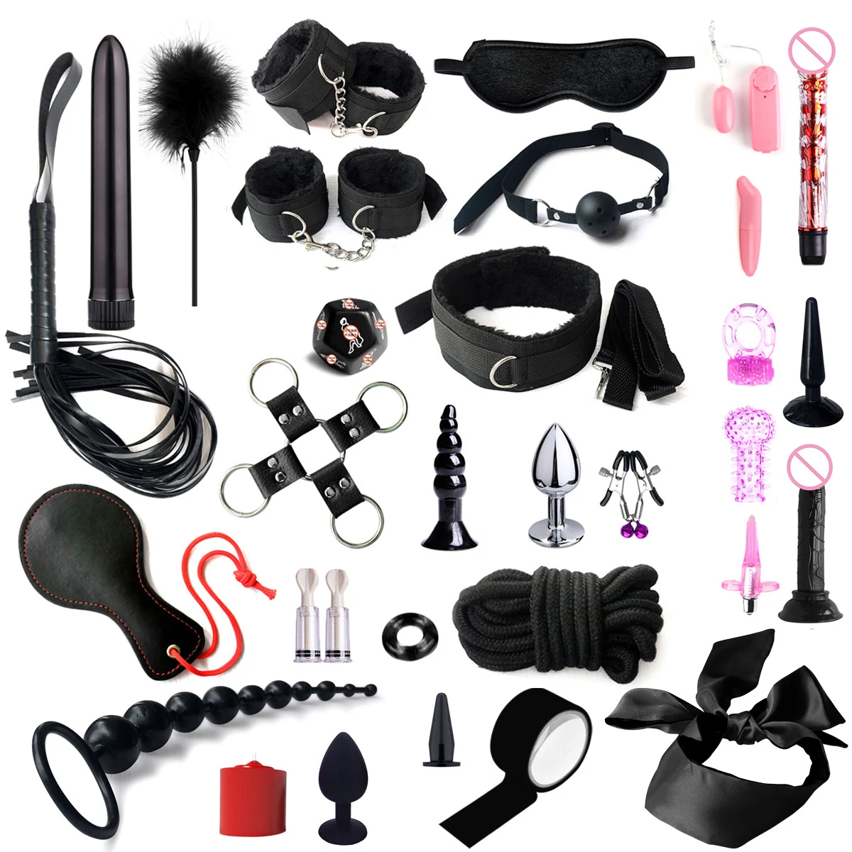 Bdsm Set Kit Speelgoed Seks Handboeien Voor Paar Volwassenen Anale Plug Vibrator Zweep Cock Ring Gag Seksuele Sexy Games Producten Bondage Erotische