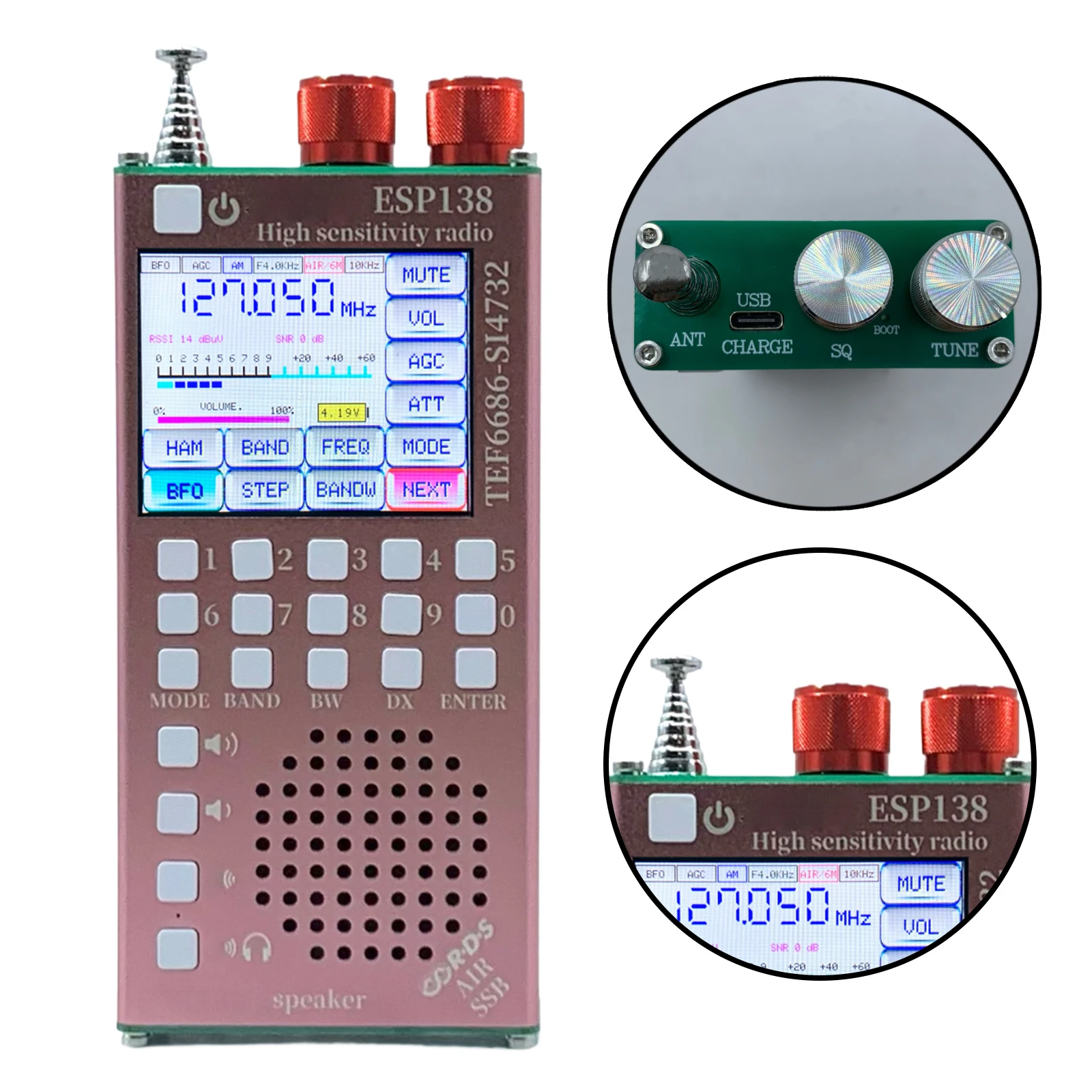 2 في 1 محمول كامل النطاق FM AM SSB راديو استقبال 2500mAh 2.4 بوصة تعمل باللمس وضع مزدوج ESP138 ESP32 SI4732 راديو BT محمول باليد