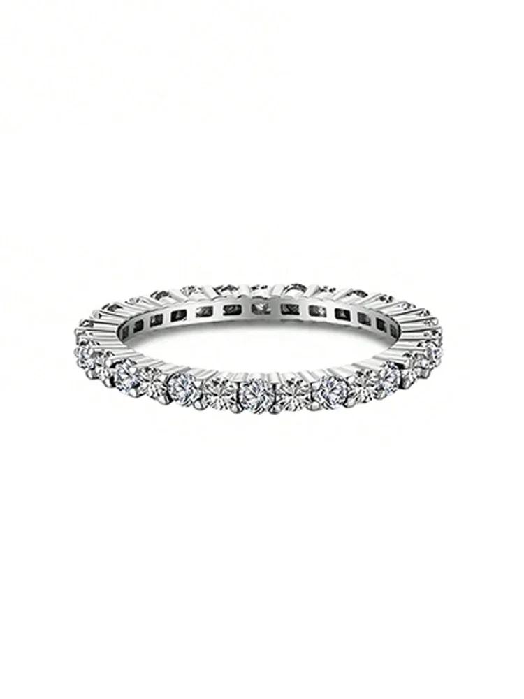 925er-Sterlingsilber, modisch, glänzend, 1,4 mm, voller Zirkon, stapelbar, schlichter Ring für Damen, tägliche Party, personalisierter edler Schmuck