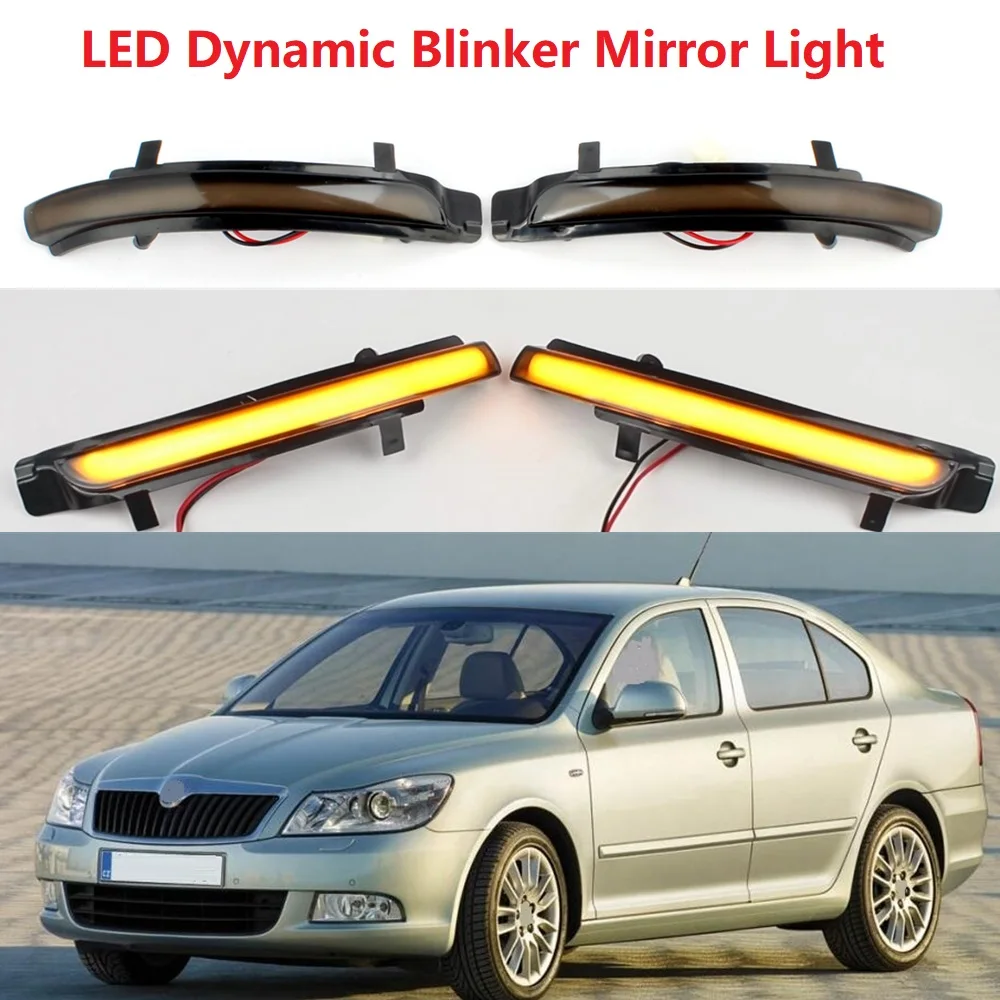 2 sztuk dla Skoda Octavia A5 A6 Sedan Combi RS 2009 2010 2011 2012 2013 LED dynamiczny migacz lustro światło kierunkowskazu lampa