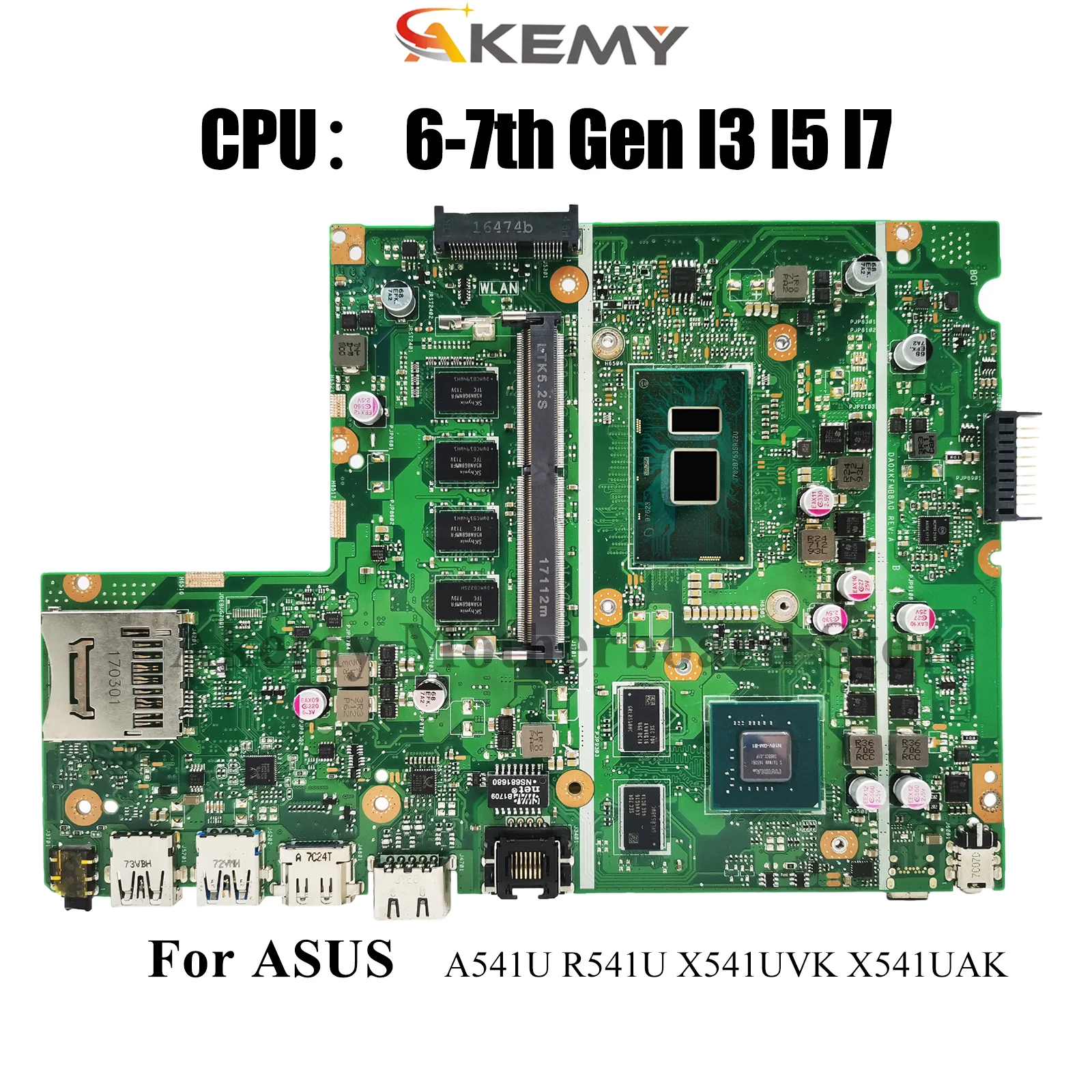 

X541UVK Материнская плата для ноутбука ASUS VivoBook A541U X541UJ X541UVK X541UV A541U F541U R541U X541U X541UAK Материнская плата I3 I5 I7 CPU