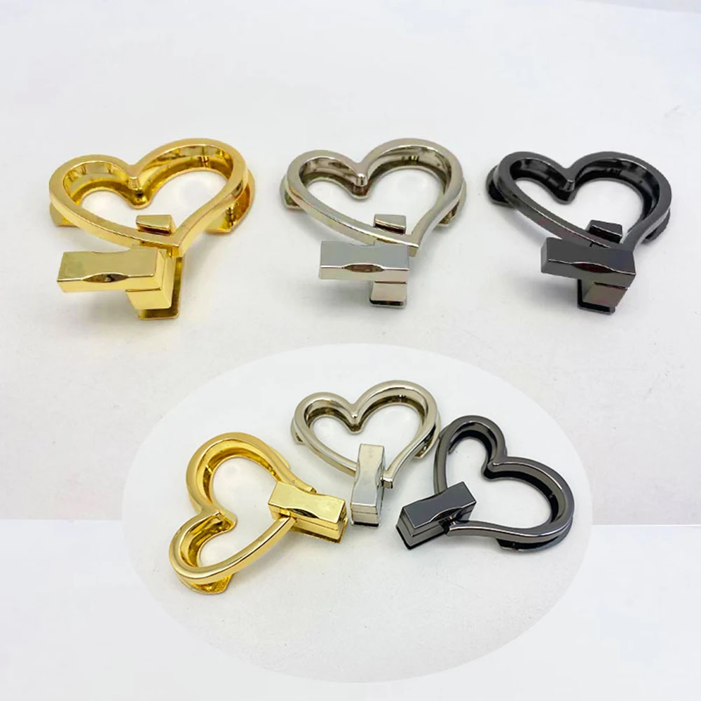 Heart Pattern Handbag Buckle Clip Luggage Lock Bag Parts Accessories Bag Buckle Purse Turn Lock Diy Metal Clasp Catch Connectors