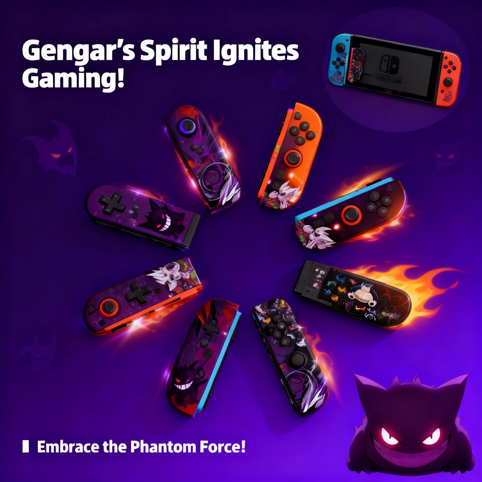 

Gengar Cartoon Protective Case for Nintendo Switch 2 NS Oled Split Type Design Joy con Shockproof Drop Proof Cover Console