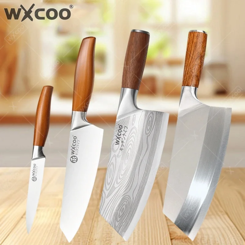 WXCOO Japanese Chef Knife Professional Kitchen Knives Cooking Meat Cleaver Butcher Knife Fish Fillet Slicing Santoku Knife