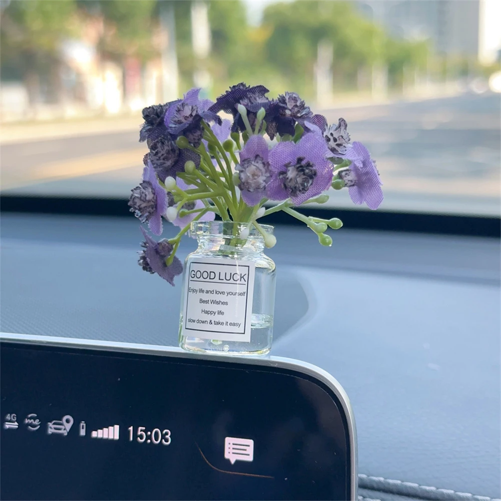2025, Mini-Auto-Dekoration, Ornamente, Babysbreath, Jasminvase, Glasvase, Mikro-Landschaft, Kaninchen, Auto-Innendekoration, Konsole – Detail 3