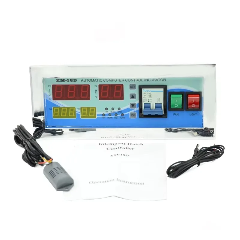 وحدة تحكم حاضنة البيض الأوتوماتيكية بالكامل XM-18D XM18D ترموستات مع مستشعر درجة الحرارة والرطوبة تباع مجموعة واحدة