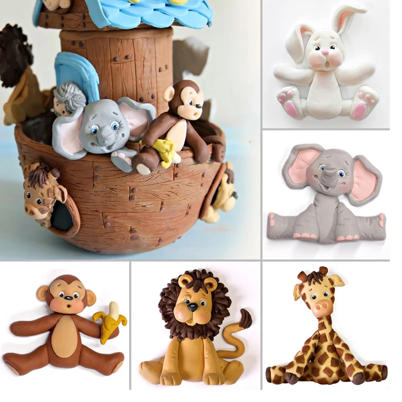 Affe Löwe Hase Elefant Giraffe Silikon-Zuckergussform Harzwerkzeuge Cupcake-Backform Fondant-Kuchendekorationswerkzeuge – Detail 1