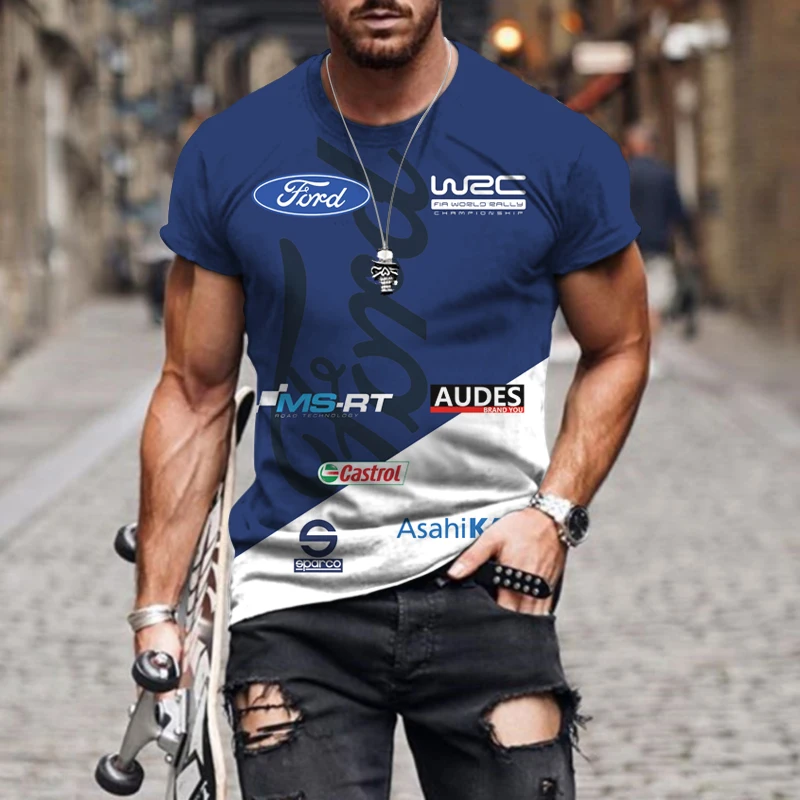 2024 New Summer Car Rally Sports T-shirt 3D Printed Breathable Outdoor Top O-neck Sports Quick Drying Men's T-shirt Top