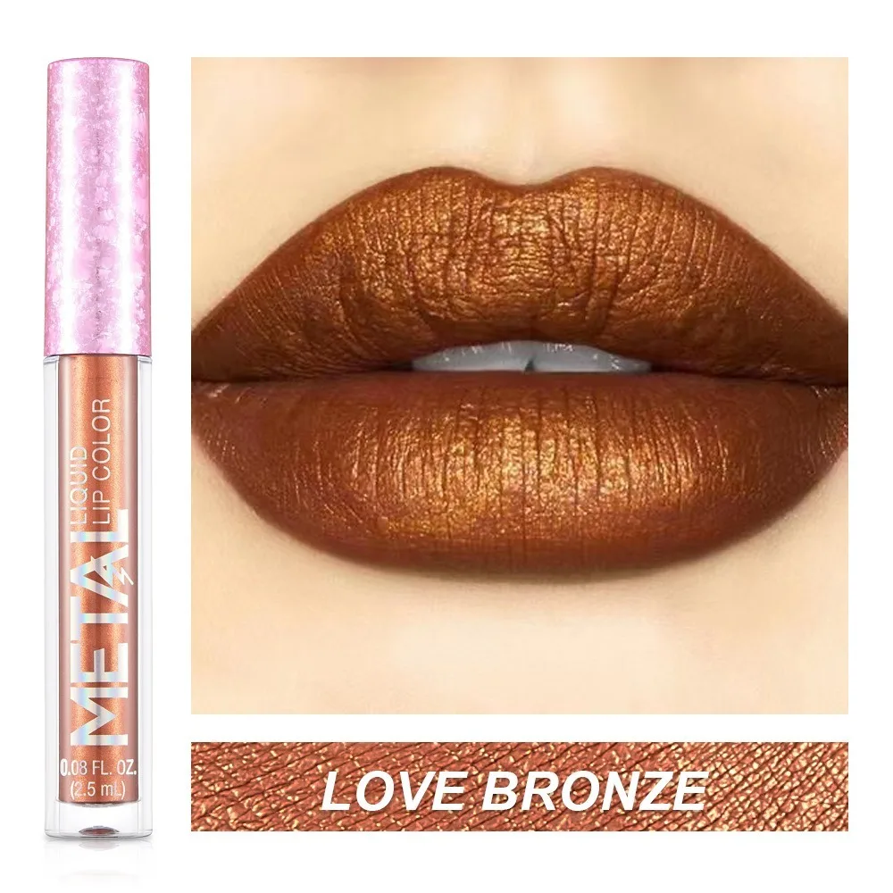 Langdurige Metallic Matte Vloeibare Lippenstift Matte Shimmer Glitter Waterdichte Niet-Vervagende Lippenstift Anti-Stick Cup Materiaal Veiligheid