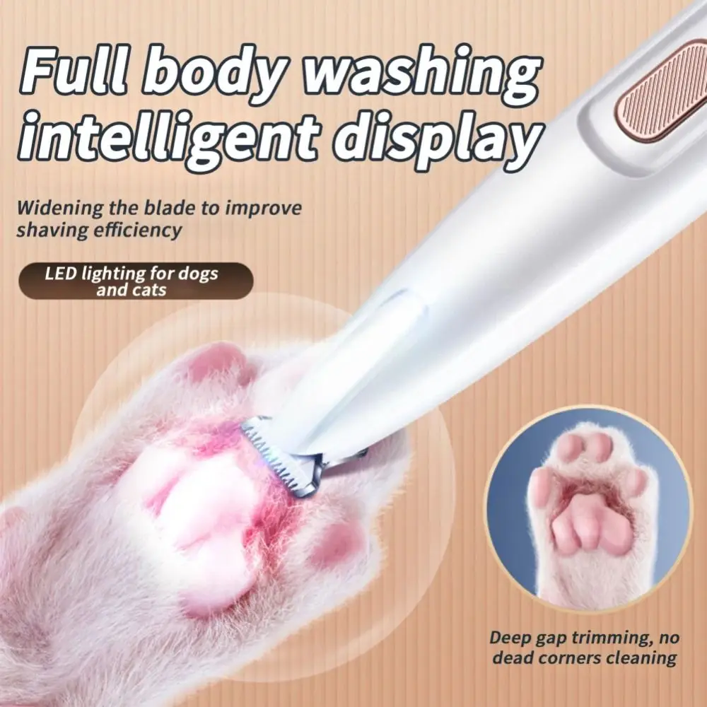 New With LED Light Dog Paw Trimmer Fully Waterproof with LED Display Dog Hair Clipper Universal 18mm Widen Head Pet Leg Shaver