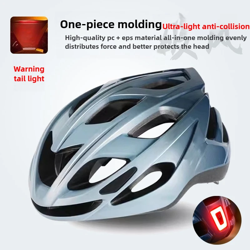 

Защитный велосипедный шлем для взрослых — светодиодный задний фонарь, регулируемая посадка унисекс для езды на велосипеде по дорогам и на открытом воздухе, снаряжение для верховой езды, предупреждение о езде