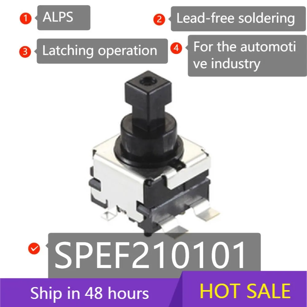 5pcs/lot SPEF210101 ALPS Switch Push Button N.O./N.C. SPDT Square Plunger 1A 14.5VDC Latching Gull Wing SMD T/R 9.4*9*14.6 3N